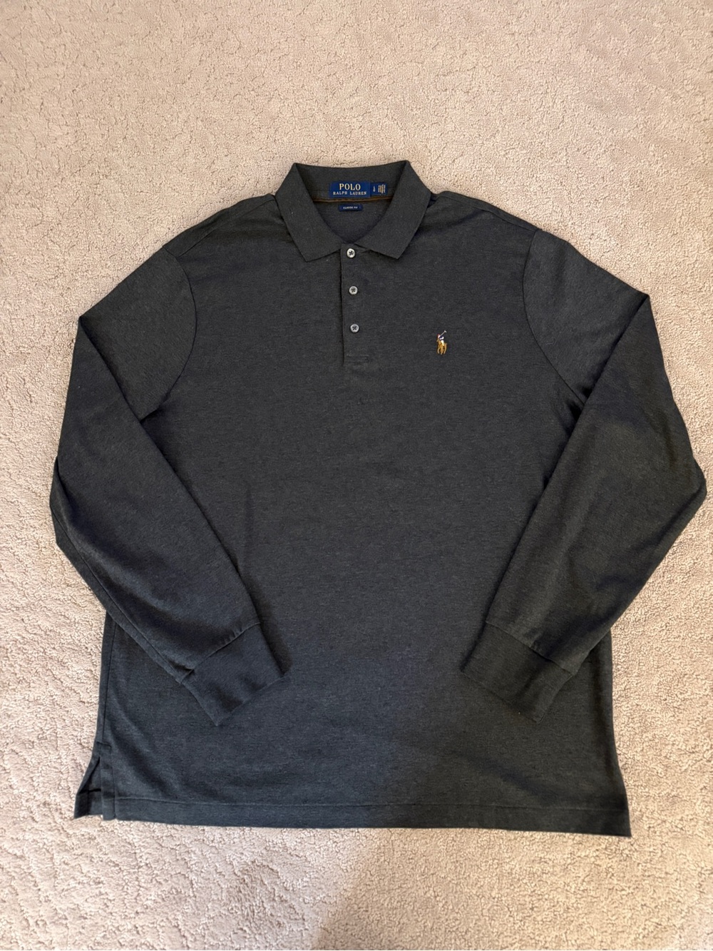 Polo Ralph Lauren Long-Sleeve Charcoal Polo Shirt